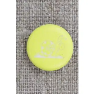 Knap i lys gul med snegl, 15 mm. - Børneknapper