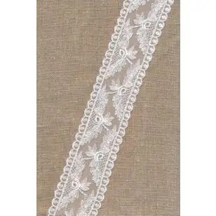 Spartel-/tyl blonde i knækket hvid, 50 mm. - 