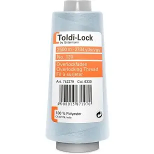 Overlocktråd 2500 meter i babylyseblå | Toldi-Lock - Overlock tråd