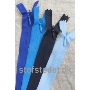 22 cm. Usynlige lynlåse - Blå - Lynlåse