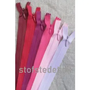 60 cm. Usynlige lynlåse - Rød - Lilla - Lynlåse