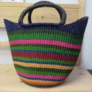 Kurv large i U-Shape i stribet "Lotta" - Hammershus Fairtrade Kurve