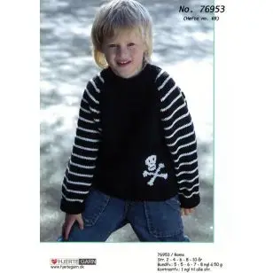 76953 Raglansweater m/dødningehoved - Strikopskrifter Børn