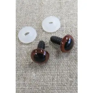 Bamse Øjne m/låsering/sikkerhedsøjne 15 mm. brun / sort - Hobby