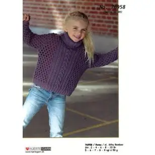 76958 Bluse m/flet- & hulmønster - Pind 4-4½