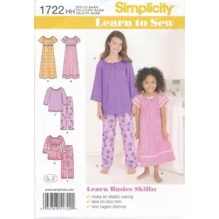 Simplicity 1722 Nattøj og natkjole til piger - Simplicity mønstre