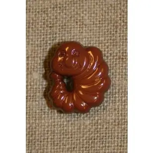 Knap m/kålorm, brun - Børneknapper