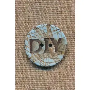 Kokos knap i lys blå DIY 23 mm. - Træ- og Horn-knapper