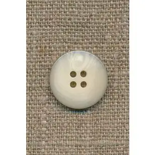 4-huls knap i off-white perlomors-look m/sort kant, 18 mm. - Knapper Brun, beige og off-white