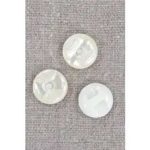 Offwhite knap blank med mønster og kanal, 15 mm. - 