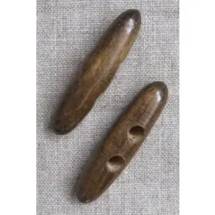 Aflang træknap/knebel mørk 55 mm. - Træ- og Horn-knapper