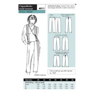 Onion 4011 -Cigaretbuks med lommer - Snitmønstre Onion til voksne
