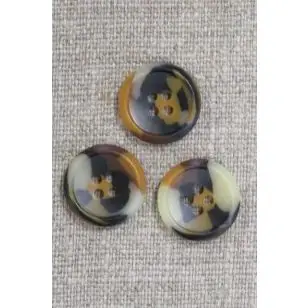 4-huls knap i brun, gylden og beige meleret, 18 mm. - 
