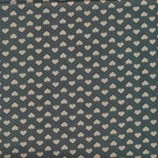 Afklip Patchwork i poplin i mørkegrøn med hjerter 50x55 cm. - Afklip patchwork