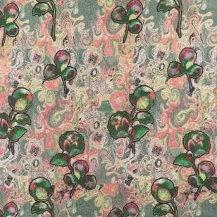 Vinter jersey med print i grøn, koral, sort - Strik