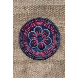 Motiv i cowboy rundt med blomst og pallietter - Blomster, stjerner og sløjfer