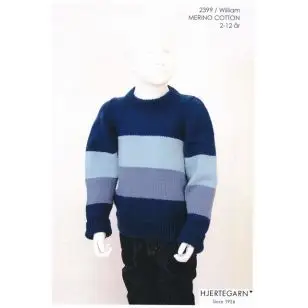 2399 William Stribet sweater i Merino Cotton str. 2-12 år. | Hjertegarn - Strikopskrifter Børn