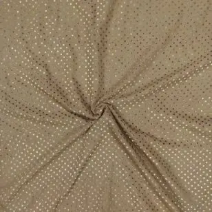 Chiffon med velour prikker i brun - Tilbud metervare