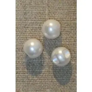 Kugle / Perle-knap i hvid, 10 mm. - 