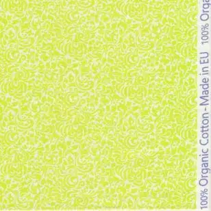 Økologisk Bomuld mønstret i hvid og lime - Div mønstret bomuld