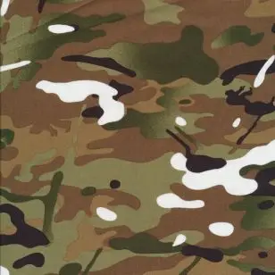 Bomuld i camuflage/army print i army, rødbrun og hvid - Div mønstret bomuld