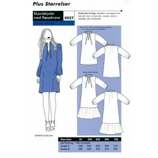 Onion 9027 Plus -Skjortekjole med flæsekrave - Snitmønstre Onion til voksne