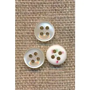 Lille 4-huls knap i knækket hvid, 8 mm. - Knapper Hvid, grå og sort