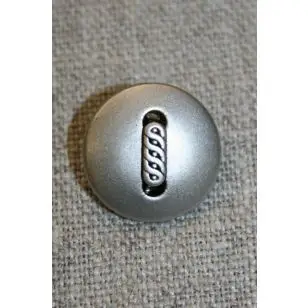 Mat sølv-knap m/aflangt mønster, 18 mm. - Guld-, sølv- og metalknapper