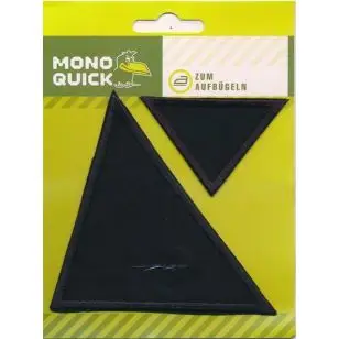 Strygemærker med 2 3-kanter i sort - Reparationslapper