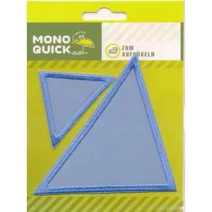 Strygemærker med 2 3-kanter i lyseblå - Reparationslapper